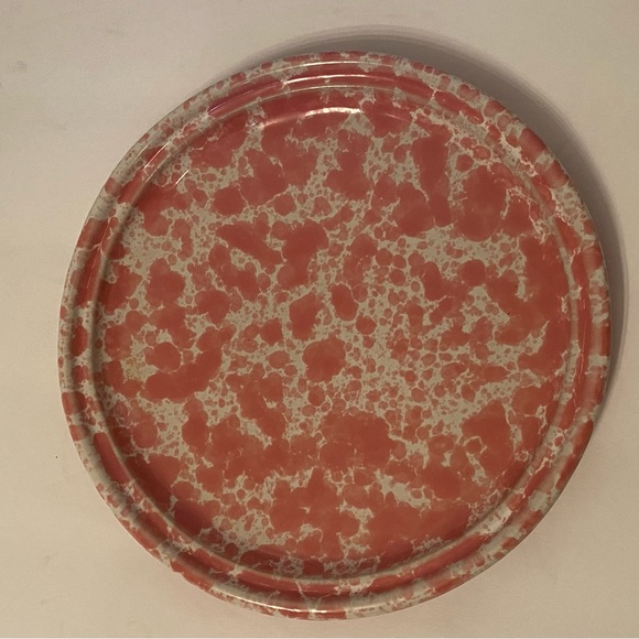 Vintage Bennington Pottery Agate Blue & Pink Glazed Stoneware/Spongeware Plates - Picture 3 of 7